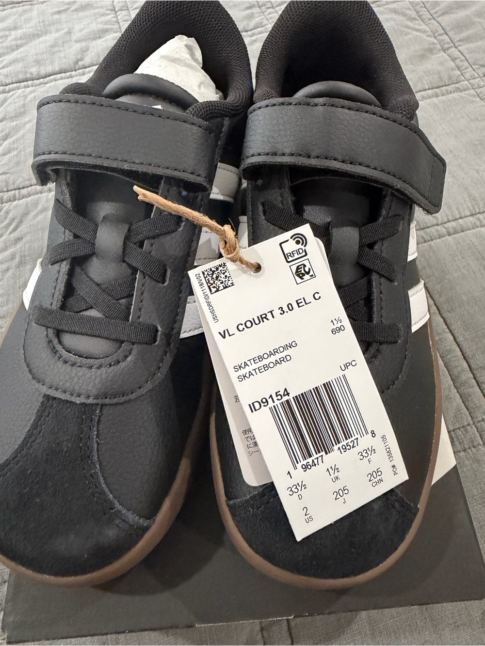 adidas Kids Black and White Velcro Skate Sneakers